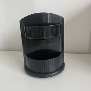 Sleek Black Rotating Desk Stationary Organizer